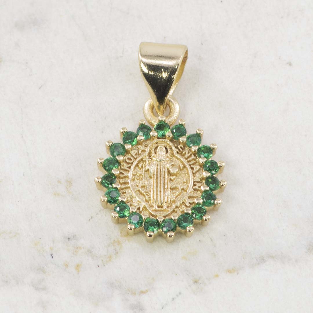 DIJE SAN BENITO BORDE ESMERALDA PEQUEÑO