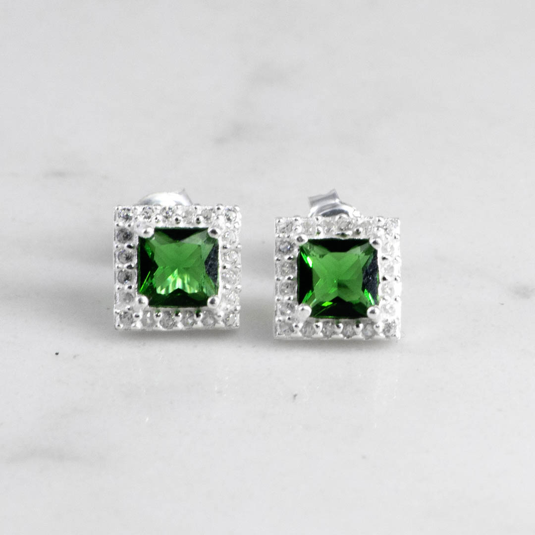 TOPO CUADRADO CIRCONES CRISTAL ESMERALDA